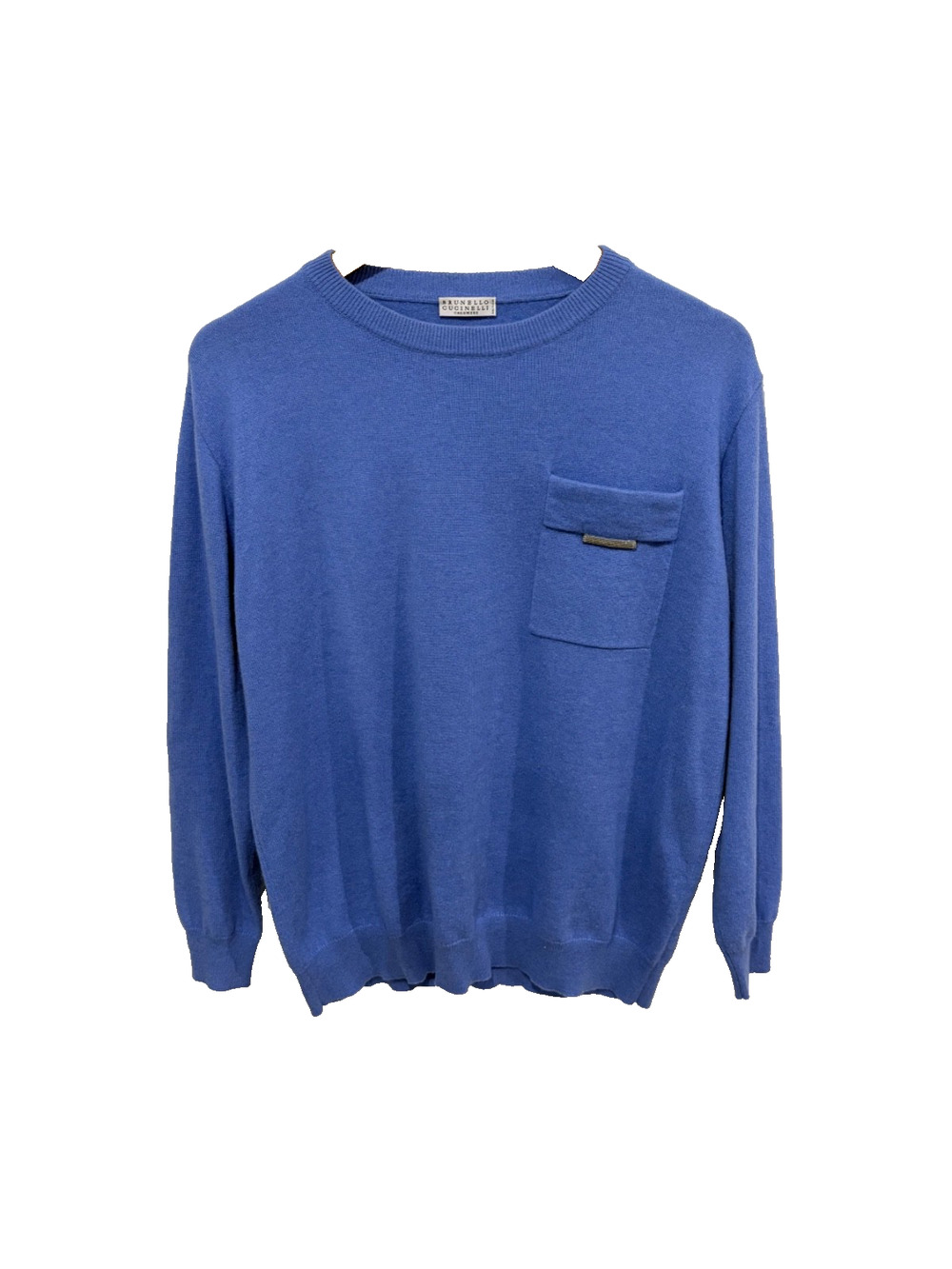 Brunello Cucinelli Cashmere Sweater Pullover Monili Trim M Blue Italy Luxury